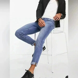 ASOS DESIGN skinny jeans in vintage mid wash blue